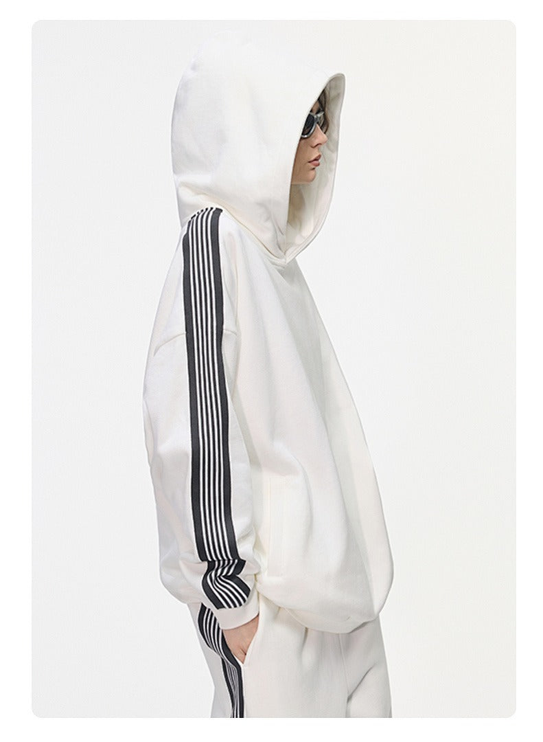 Side Stripe Fleece Pullover Hoodie