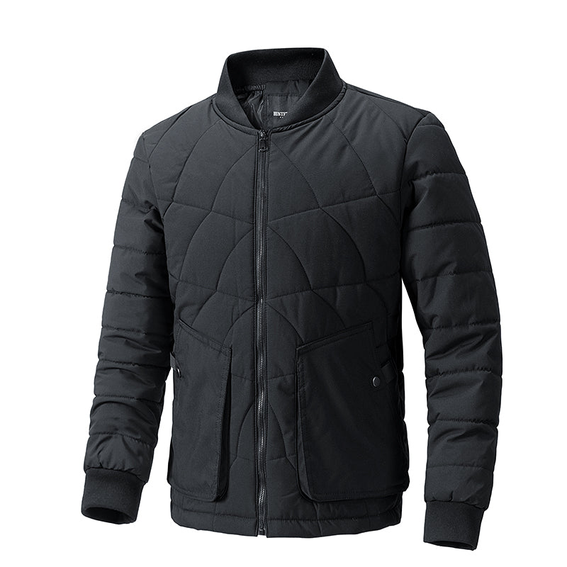 Men's Fleece-Lined Plaid Padded Jacket