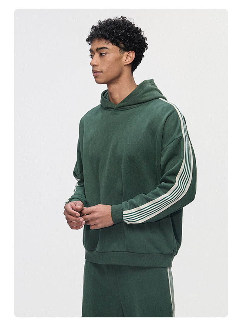Side Stripe Fleece Pullover Hoodie