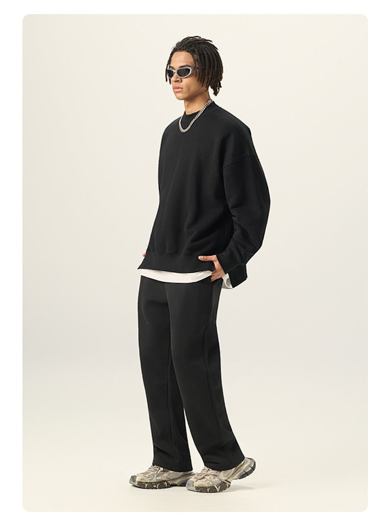 Side Split Relaxed Crewneck Sweatshirt