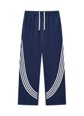 Color-Block Striped Wide-Leg Drawstring Pants