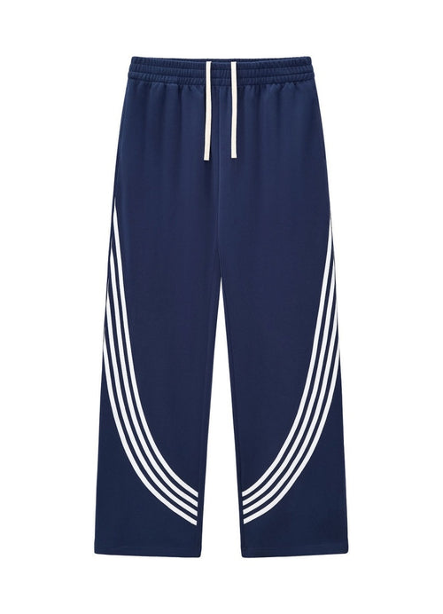 Color-Block Striped Wide-Leg Drawstring Pants