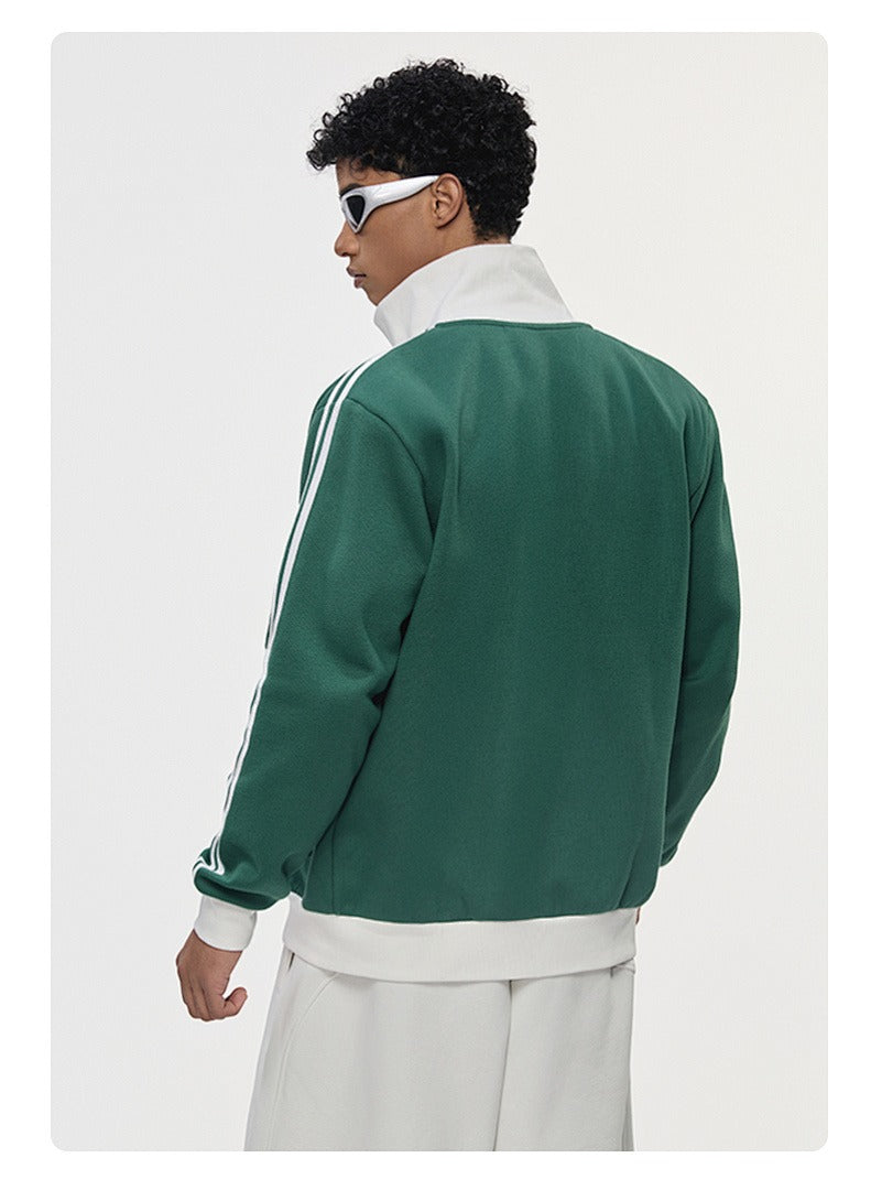 Contrast Stripe Full-Zip Track Sweatshirt