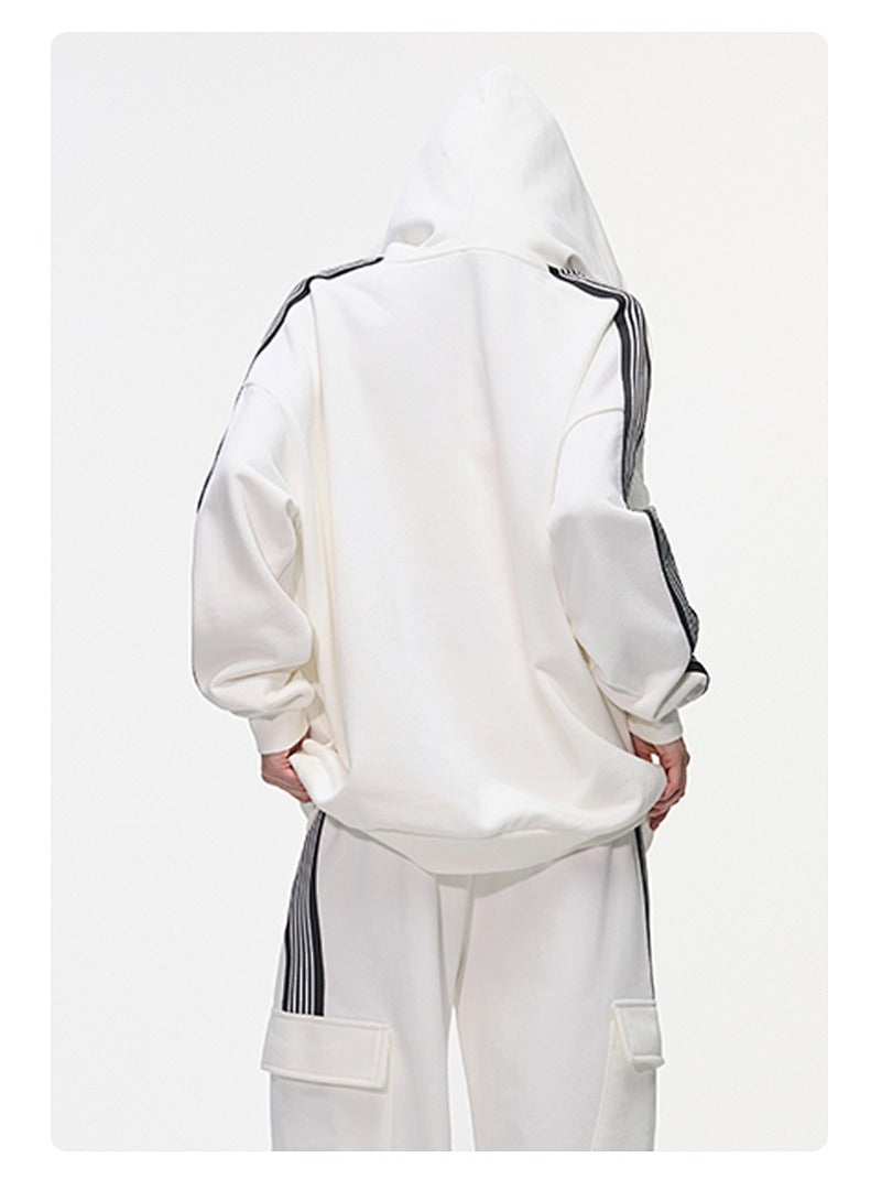 Side Stripe Fleece Pullover Hoodie