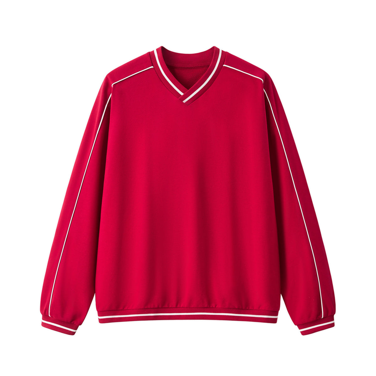 Contrast Trim V-Neck Relaxed Sweatshirt