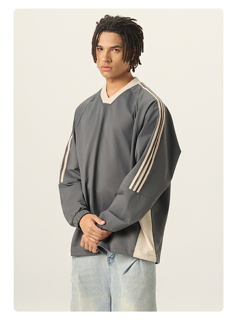 Varsity Panel V-Neck Long Sleeve Tee