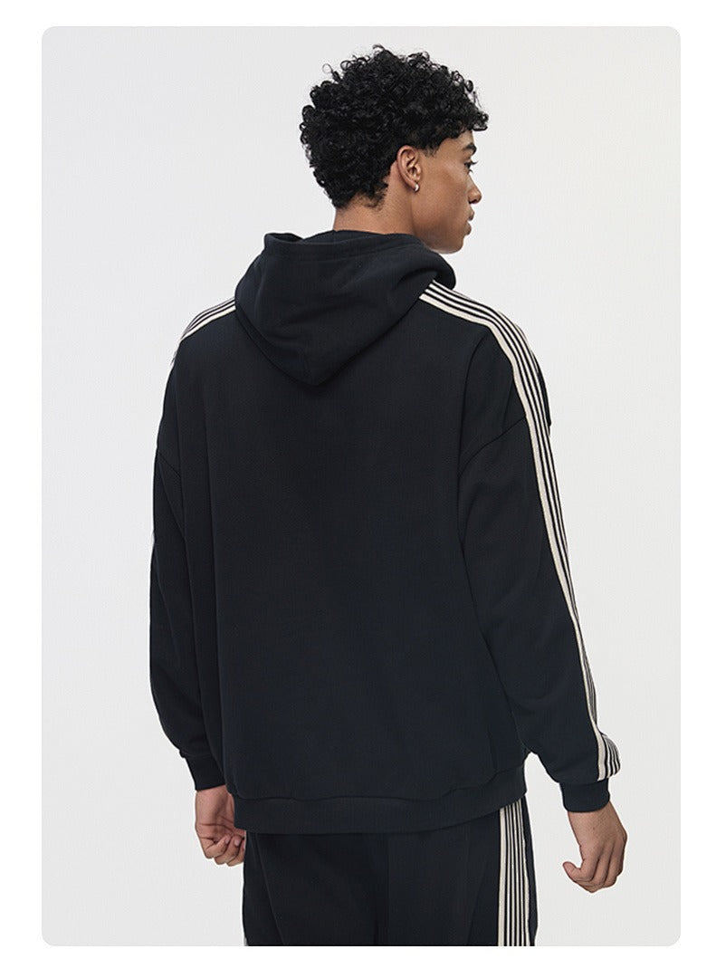 Side Stripe Fleece Pullover Hoodie