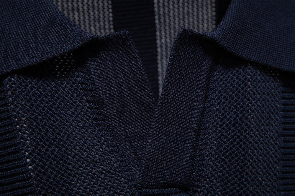 Men’s Ribbed Knit Polo Shirt