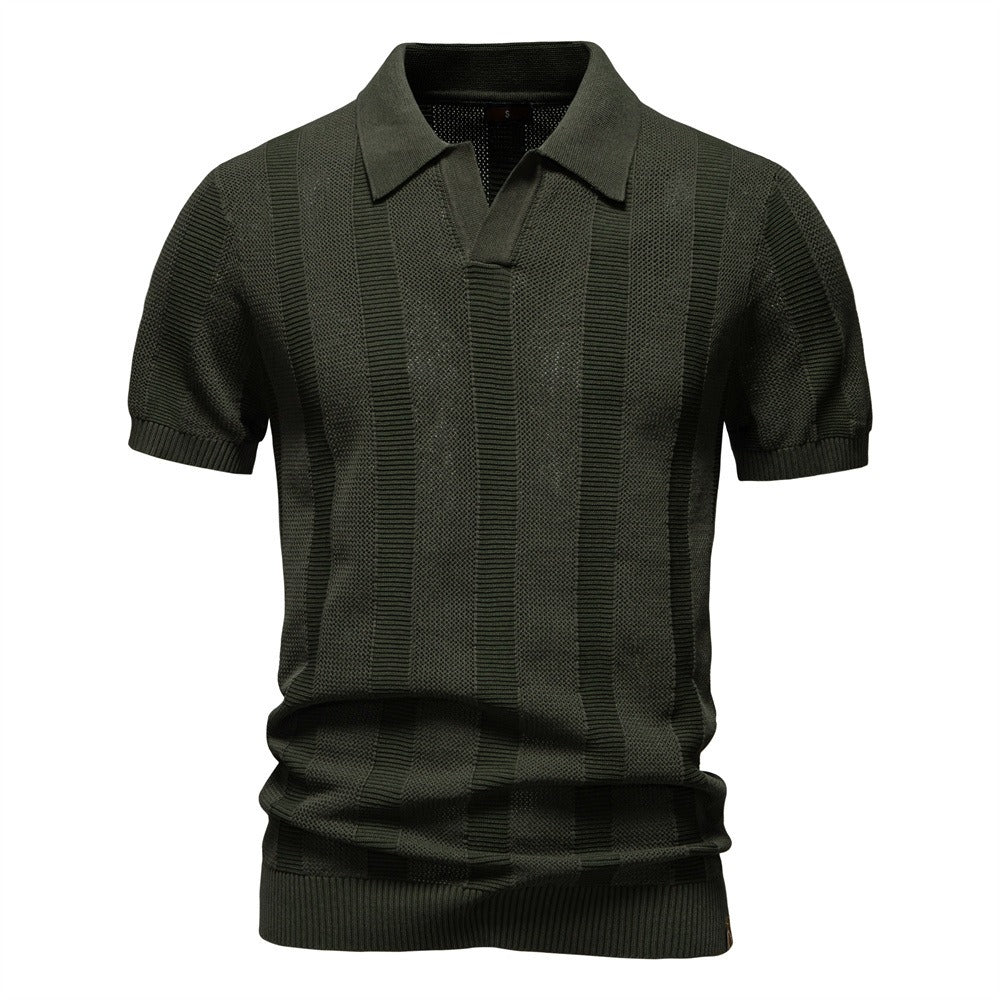 Men’s Ribbed Knit Polo Shirt
