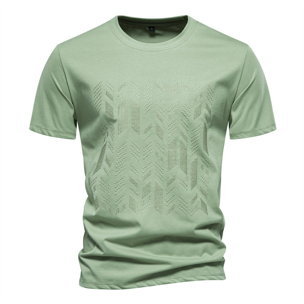 Textured Graphic Cotton Blend T-Shirt