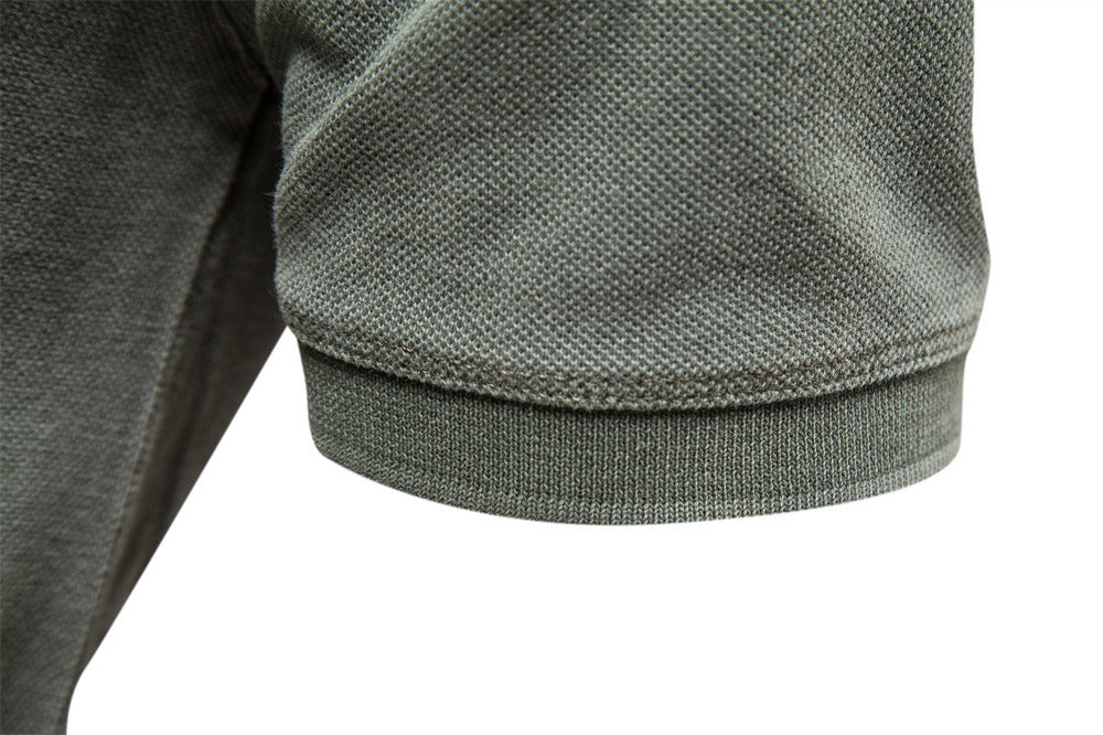 Retro Style Pigment Wash Polo Shirt