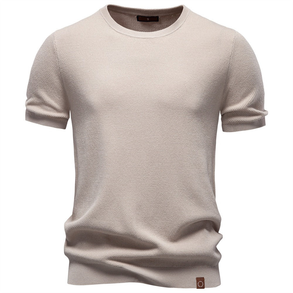 Textured Knit Crew Neck T-Shirt
