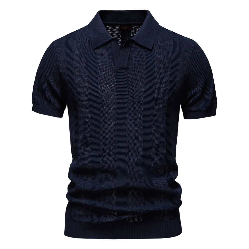 Men’s Ribbed Knit Polo Shirt