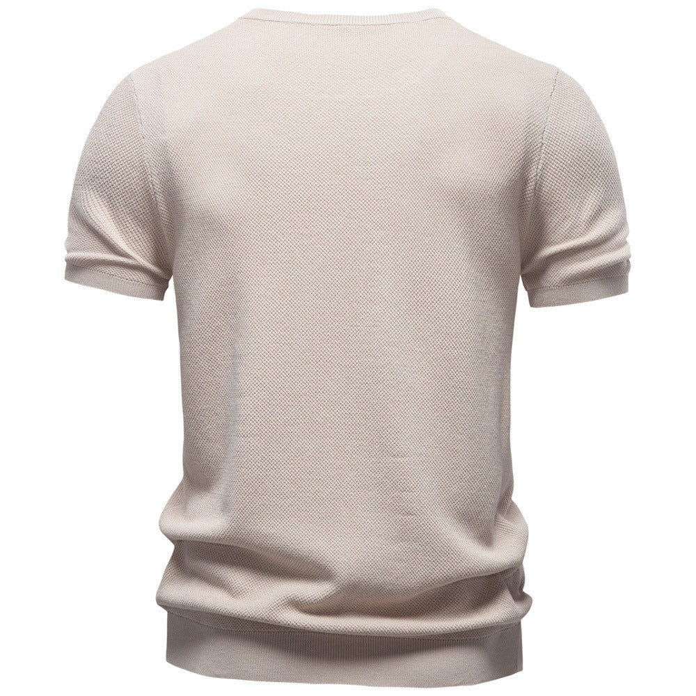 Textured Knit Crew Neck T-Shirt