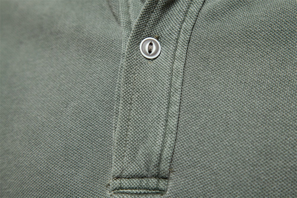 Retro Style Pigment Wash Polo Shirt
