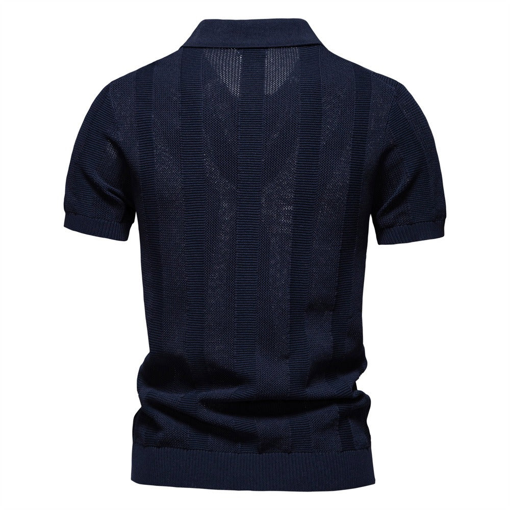 Men’s Ribbed Knit Polo Shirt