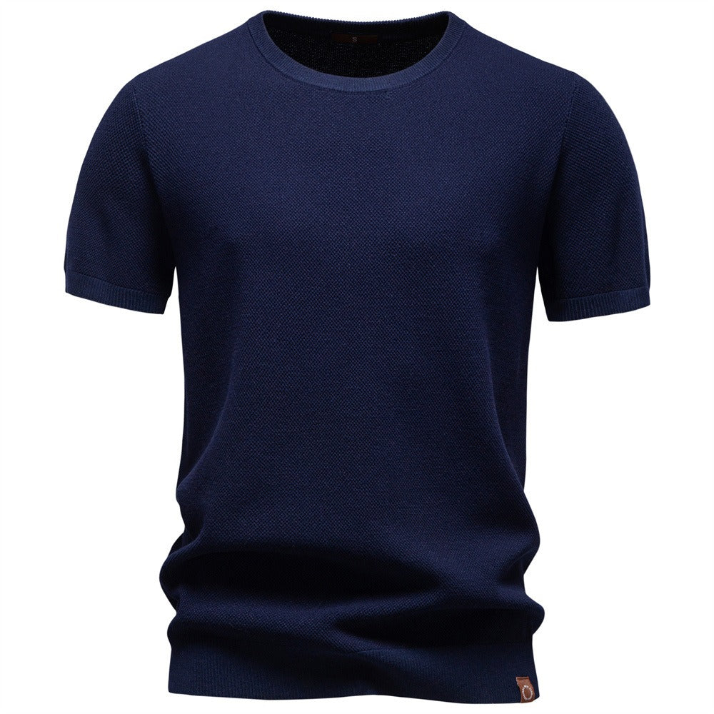 Textured Knit Crew Neck T-Shirt
