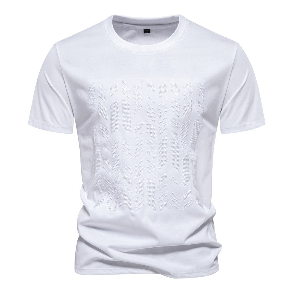 Textured Graphic Cotton Blend T-Shirt