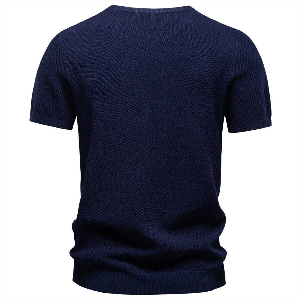 Textured Knit Crew Neck T-Shirt