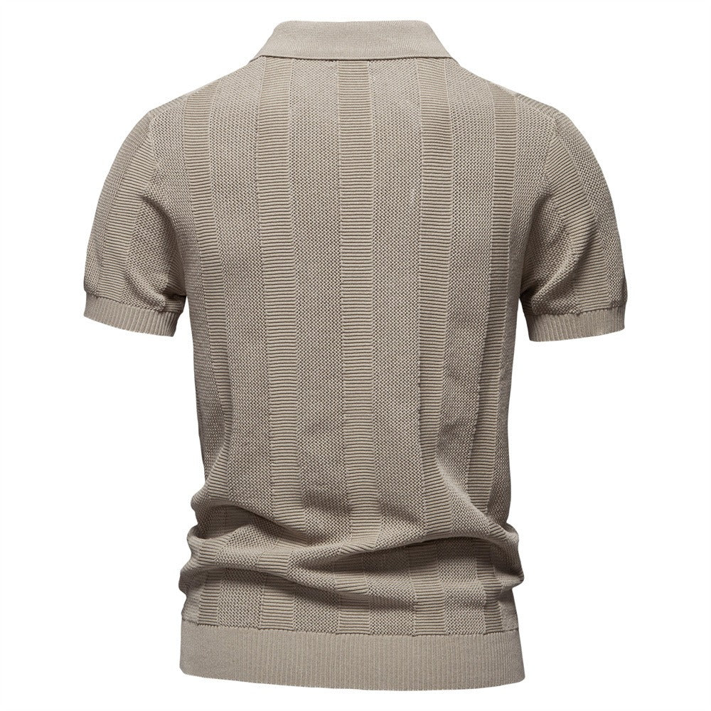 Men’s Ribbed Knit Polo Shirt