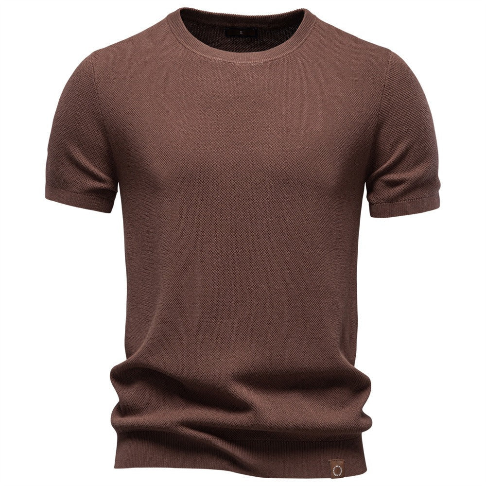 Textured Knit Crew Neck T-Shirt