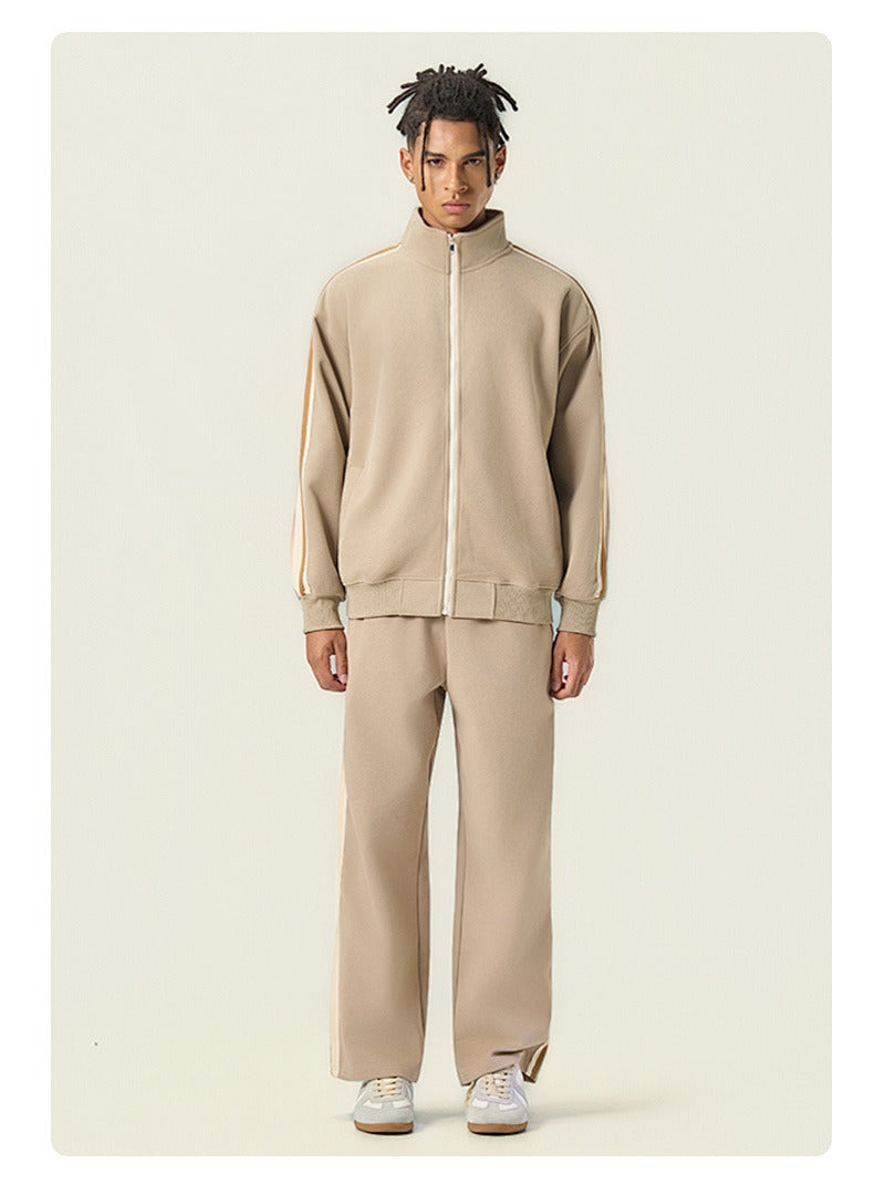 Contrast Piping Full-Zip Sweatshirt