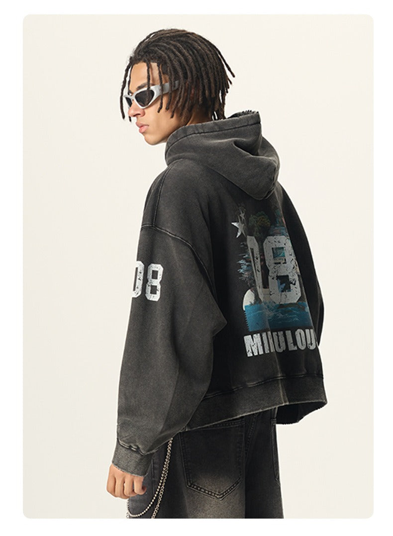 Washed Graphic Boxy Hoodie