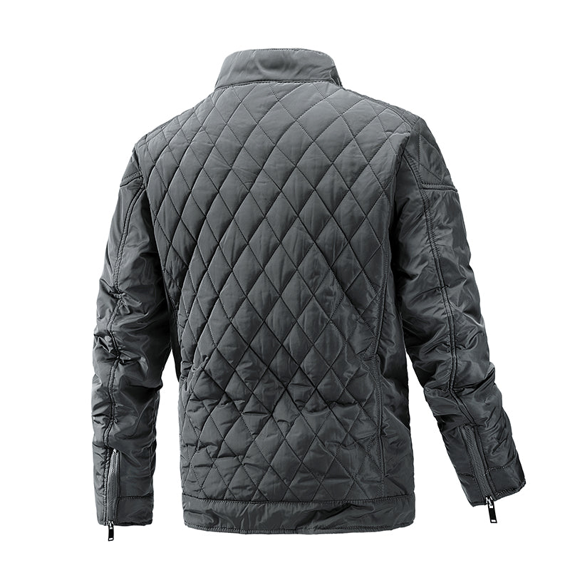 Men's  Gray Diamond Pattern Quilted Jacket