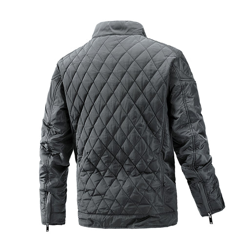 Men's  Gray Diamond Pattern Quilted Jacket