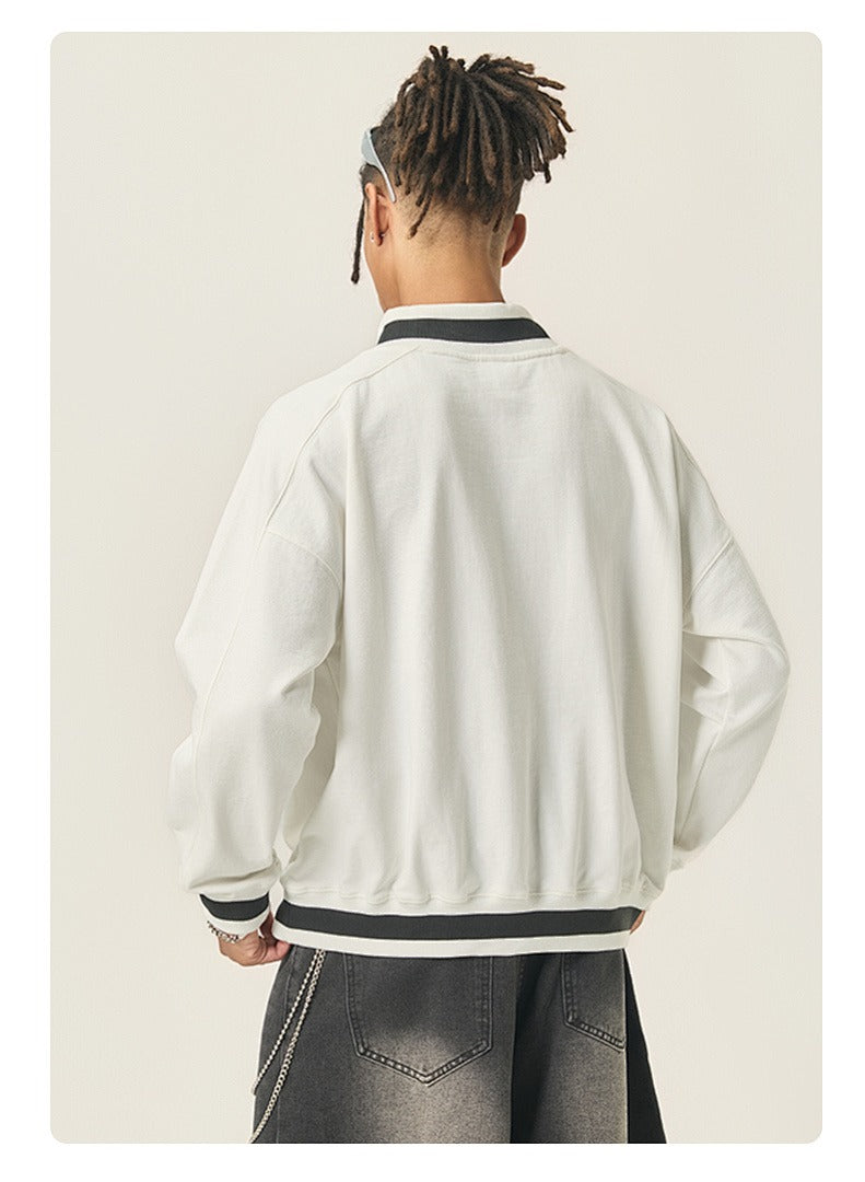 Varsity V-Neck Boxy Sweatshirt