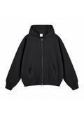 Washed Boxy Double Zip Hoodie Jacket