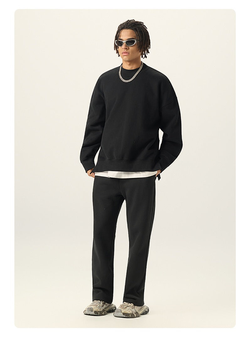 Side Split Relaxed Crewneck Sweatshirt