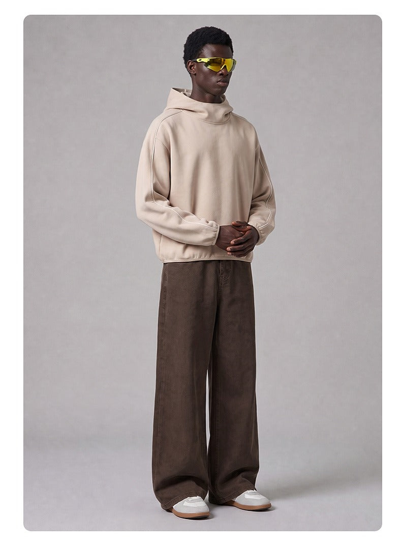 High Neck Boxy Pullover Hoodie