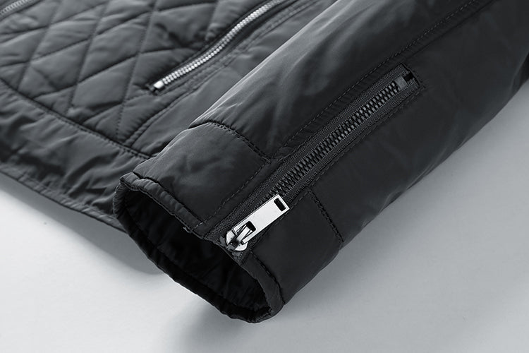 Men's  Gray Diamond Pattern Quilted Jacket