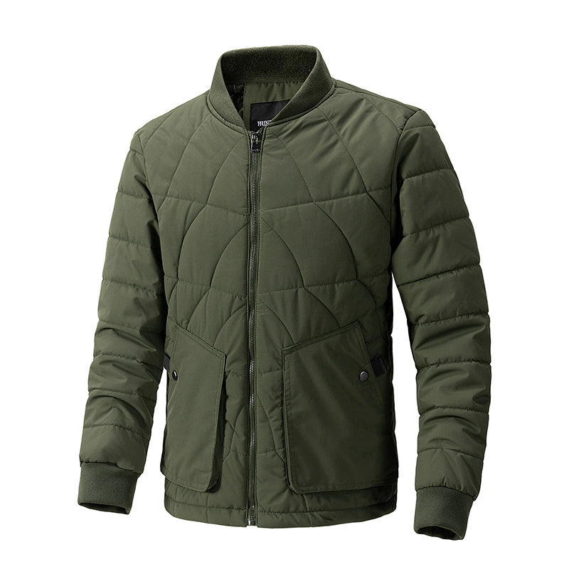 Men's Fleece-Lined Plaid Padded Jacket