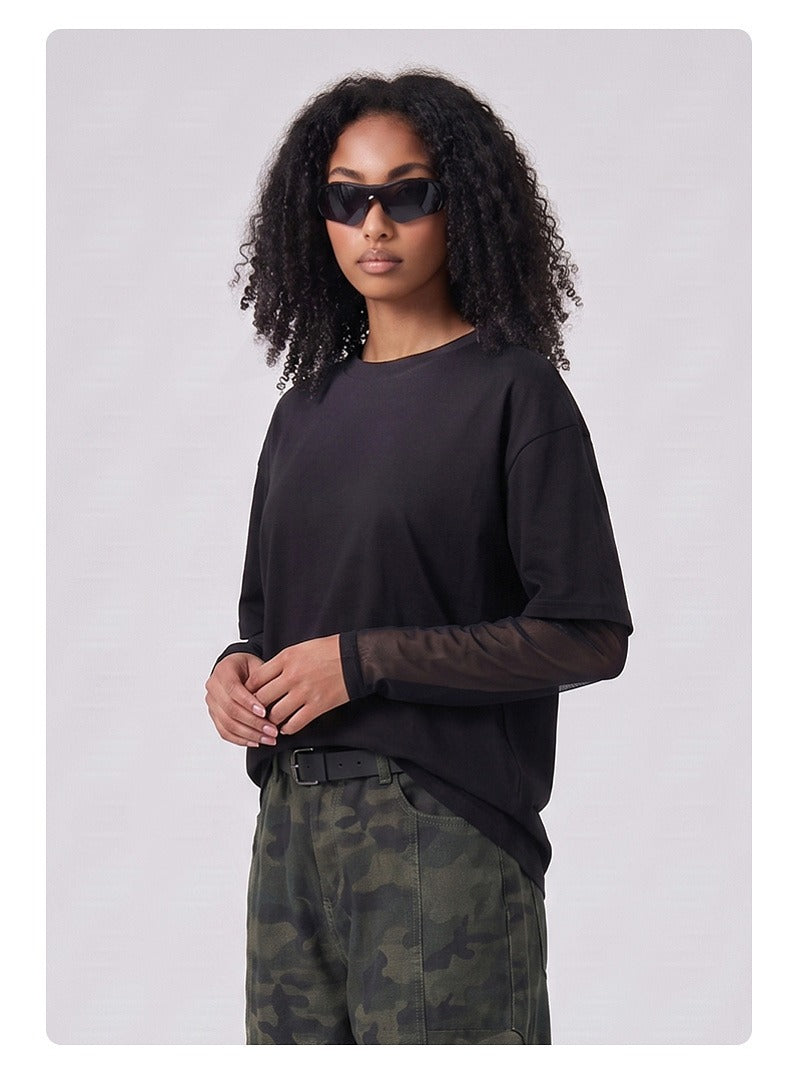 Mesh Layered Long Sleeve Tee