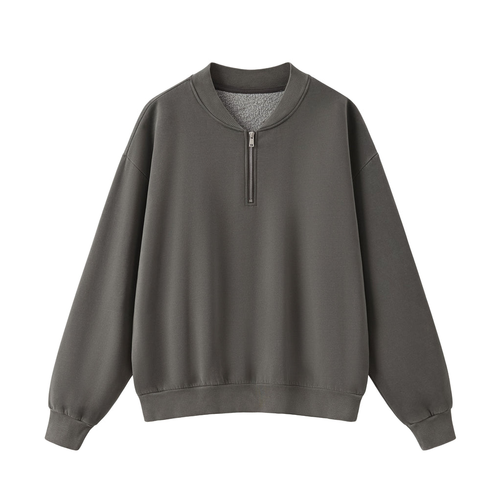 Washed Half-Zip Relaxed Crewneck Sweatshirt
