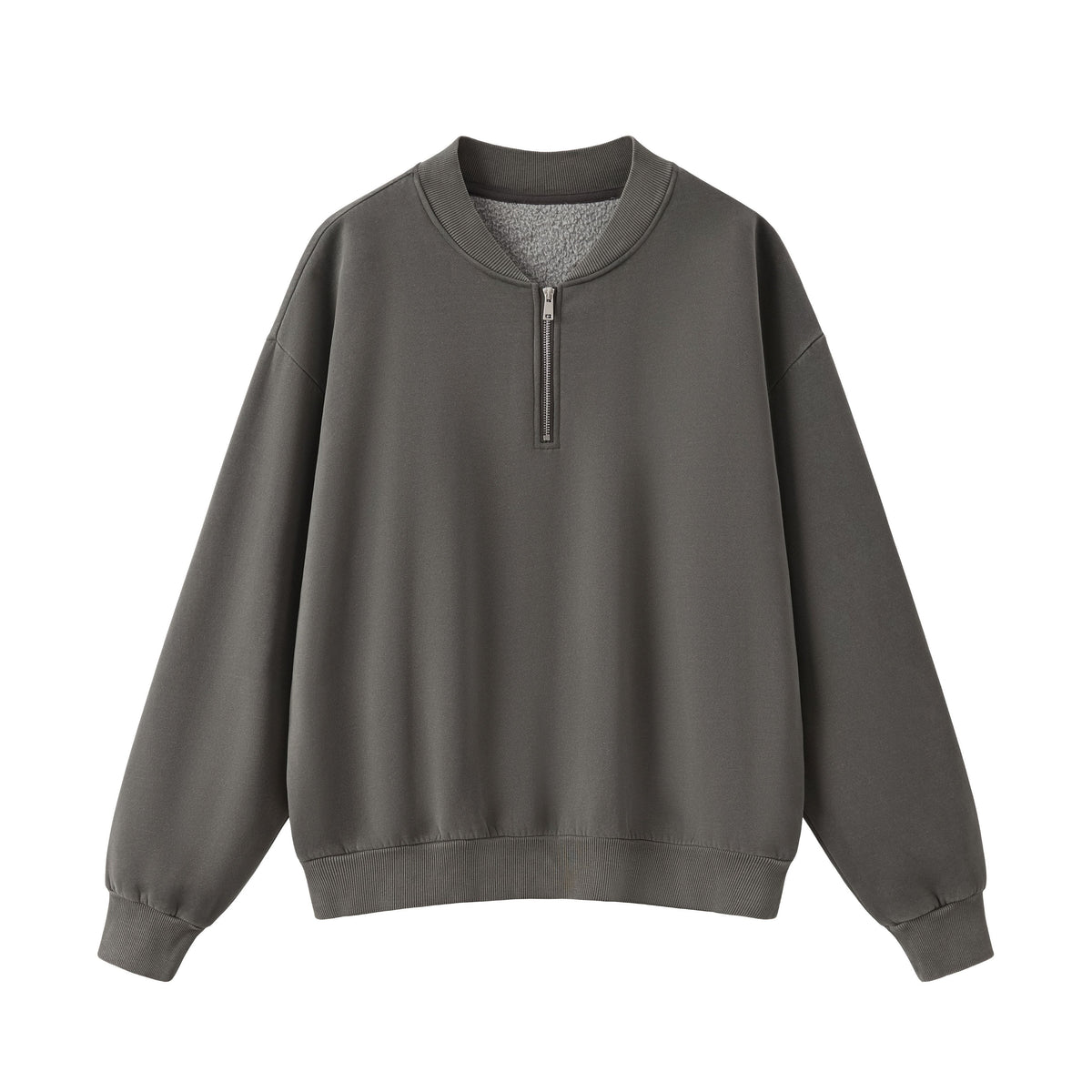 Washed Half-Zip Relaxed Crewneck Sweatshirt