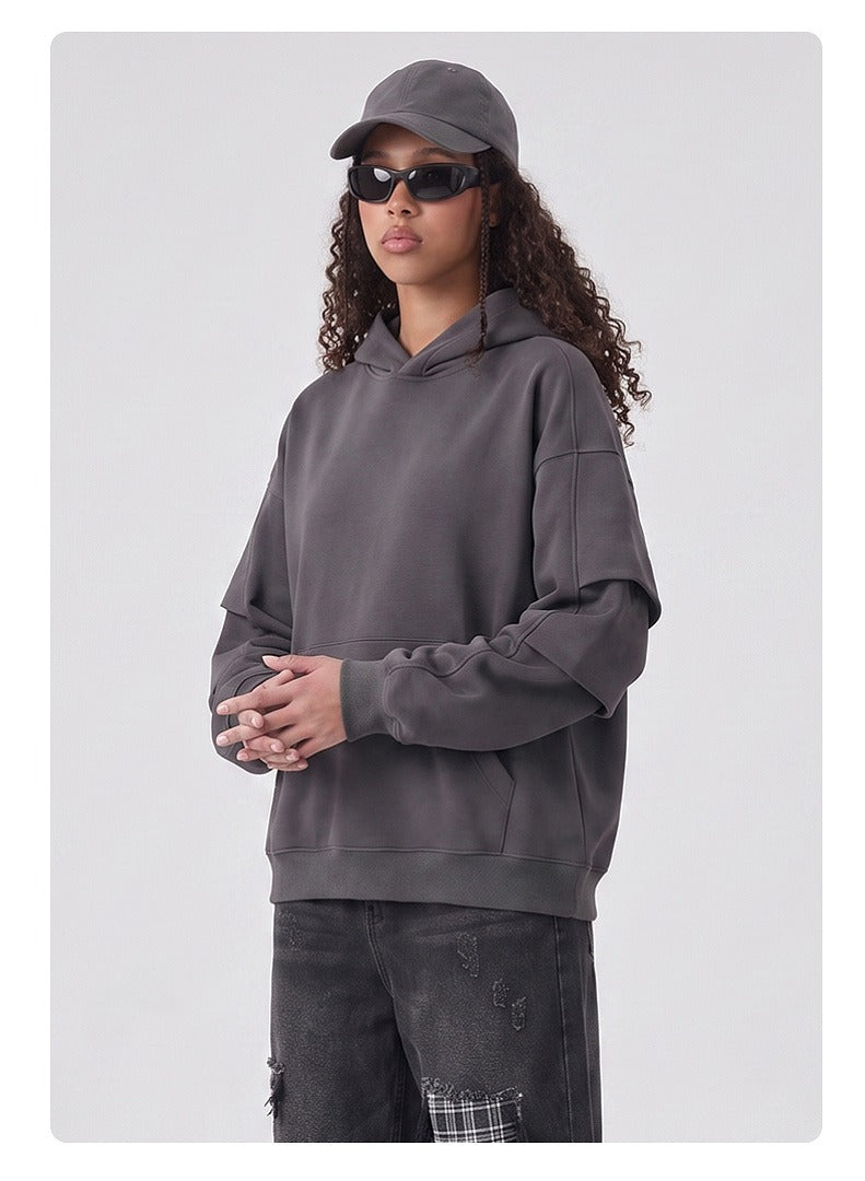 Panel Sleeve Heavyweight Pullover Hoodie