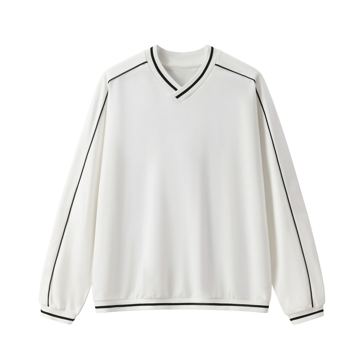Contrast Trim V-Neck Relaxed Sweatshirt