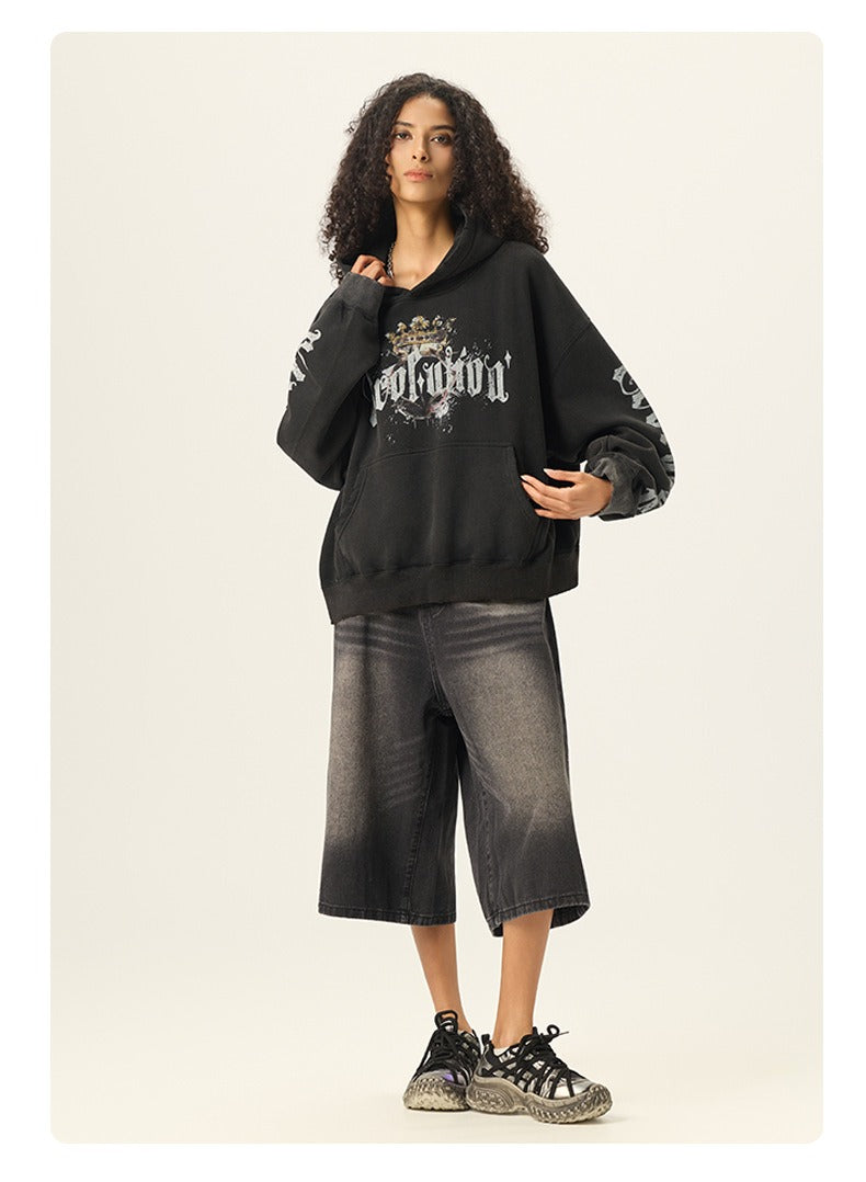 Distressed Gothic Graphic Hoodie