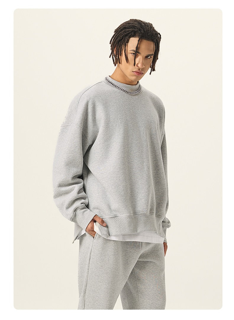 Side Split Relaxed Crewneck Sweatshirt