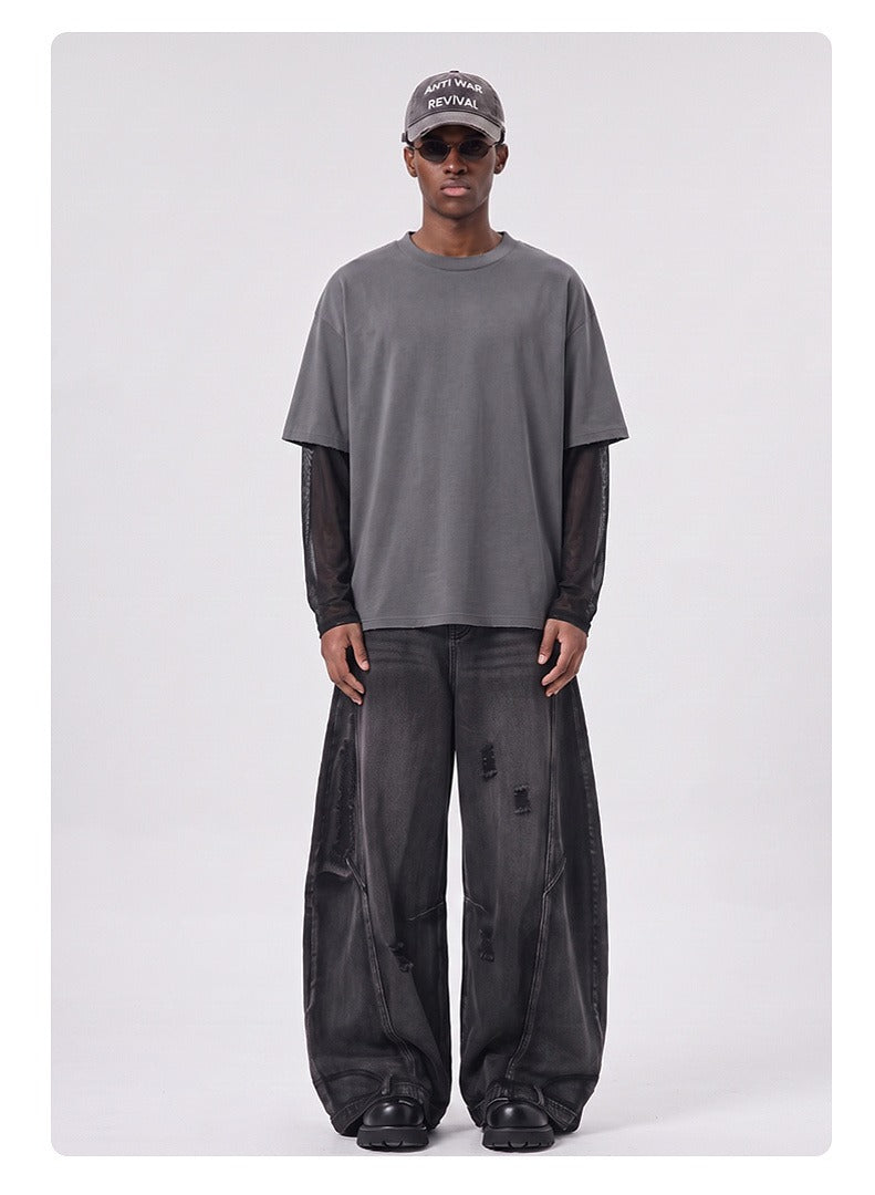 Mesh Layered Long Sleeve Tee
