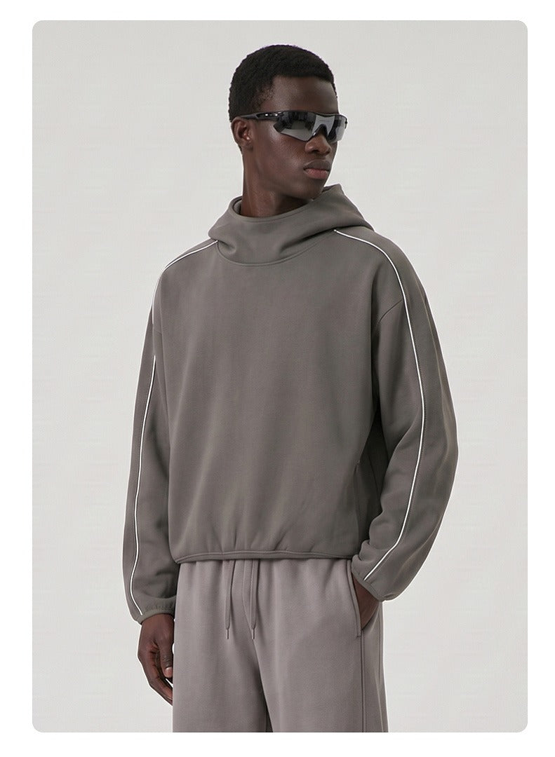 High Neck Boxy Pullover Hoodie