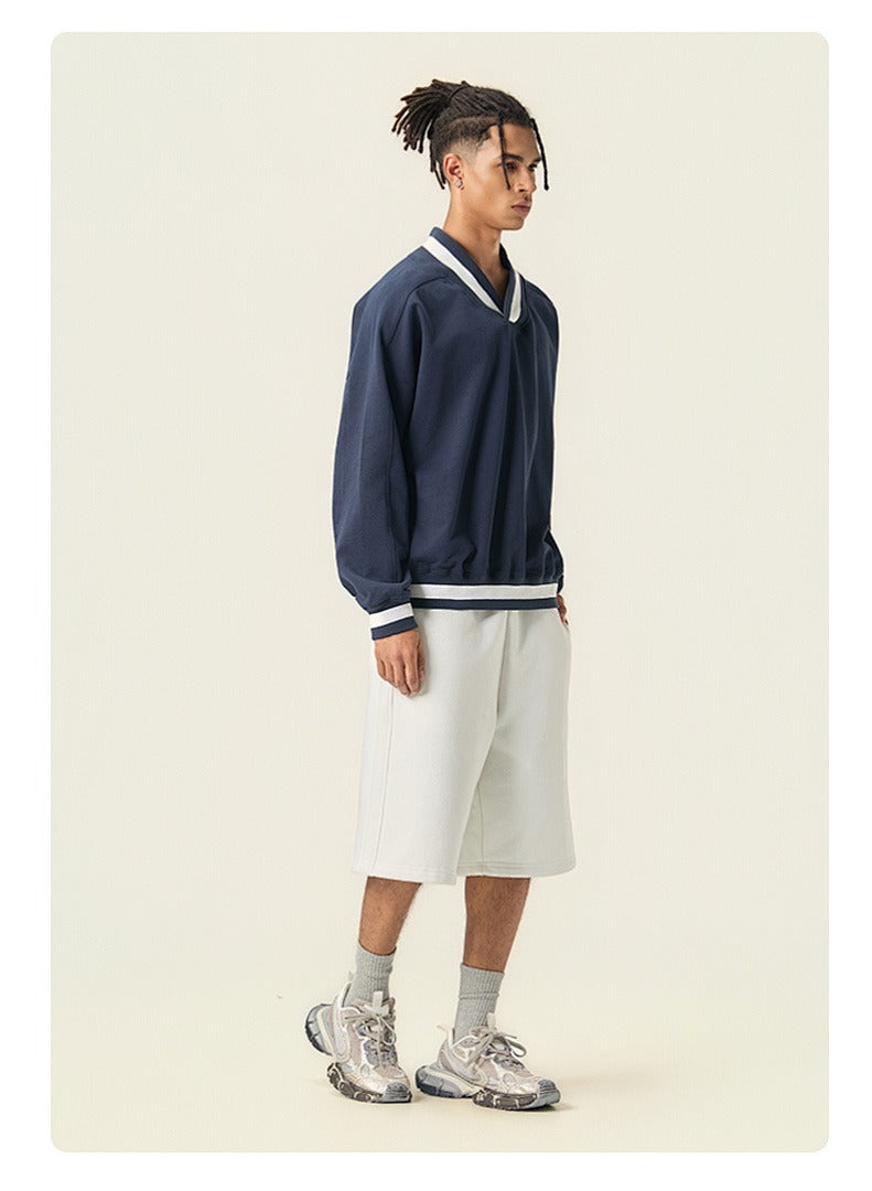 Varsity V-Neck Boxy Sweatshirt