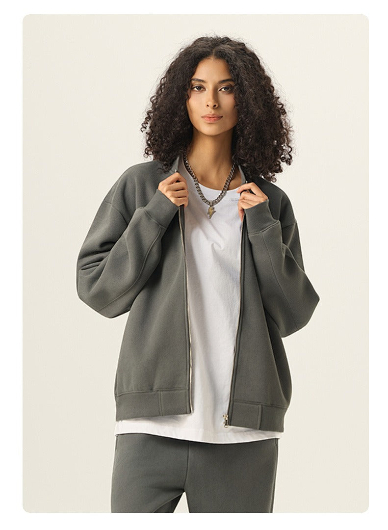 Clean Full-Zip Bomber Sweatshirt