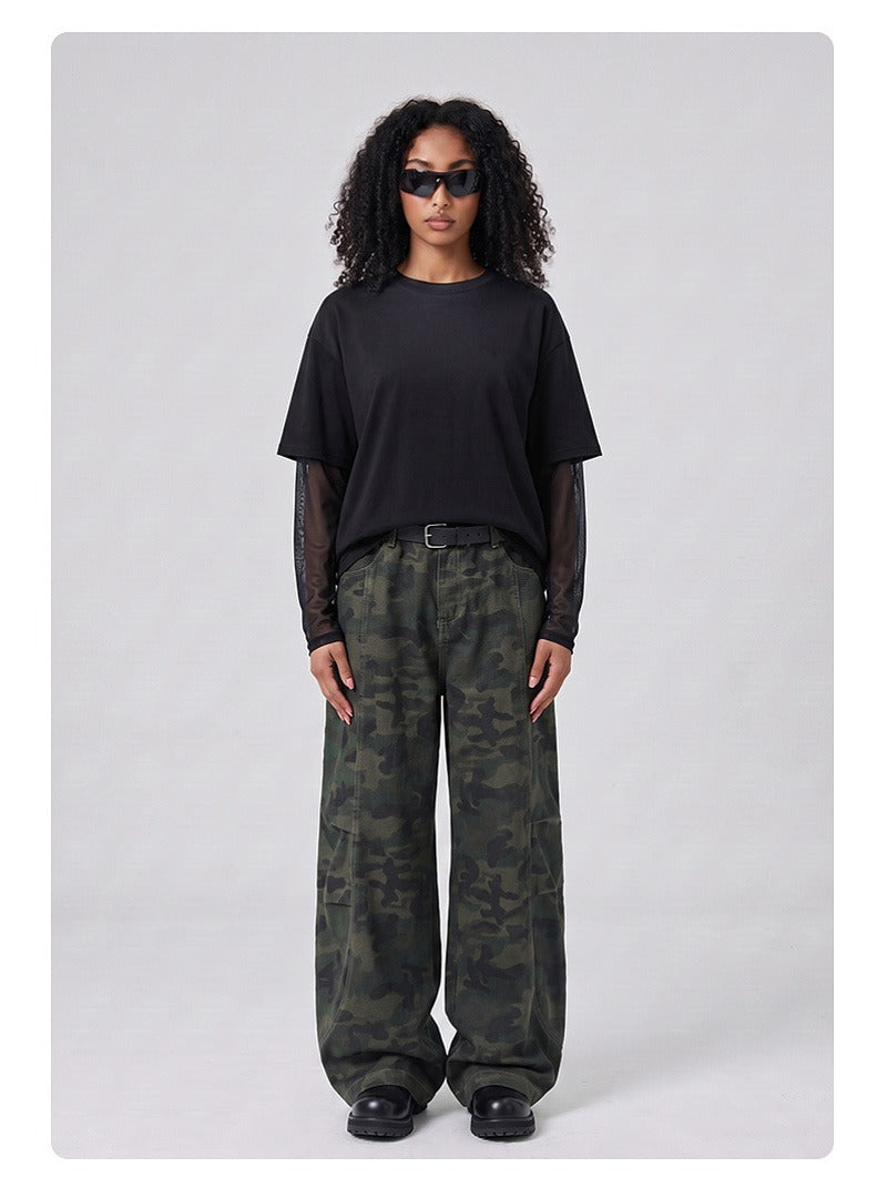 Mesh Layered Long Sleeve Tee