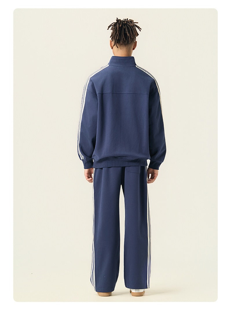 Contrast Piping Full-Zip Sweatshirt