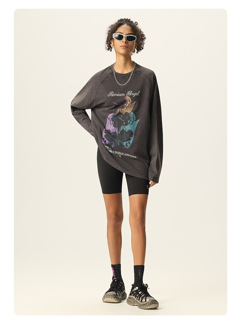 Faded Angel Graphic Long Sleeve Tee