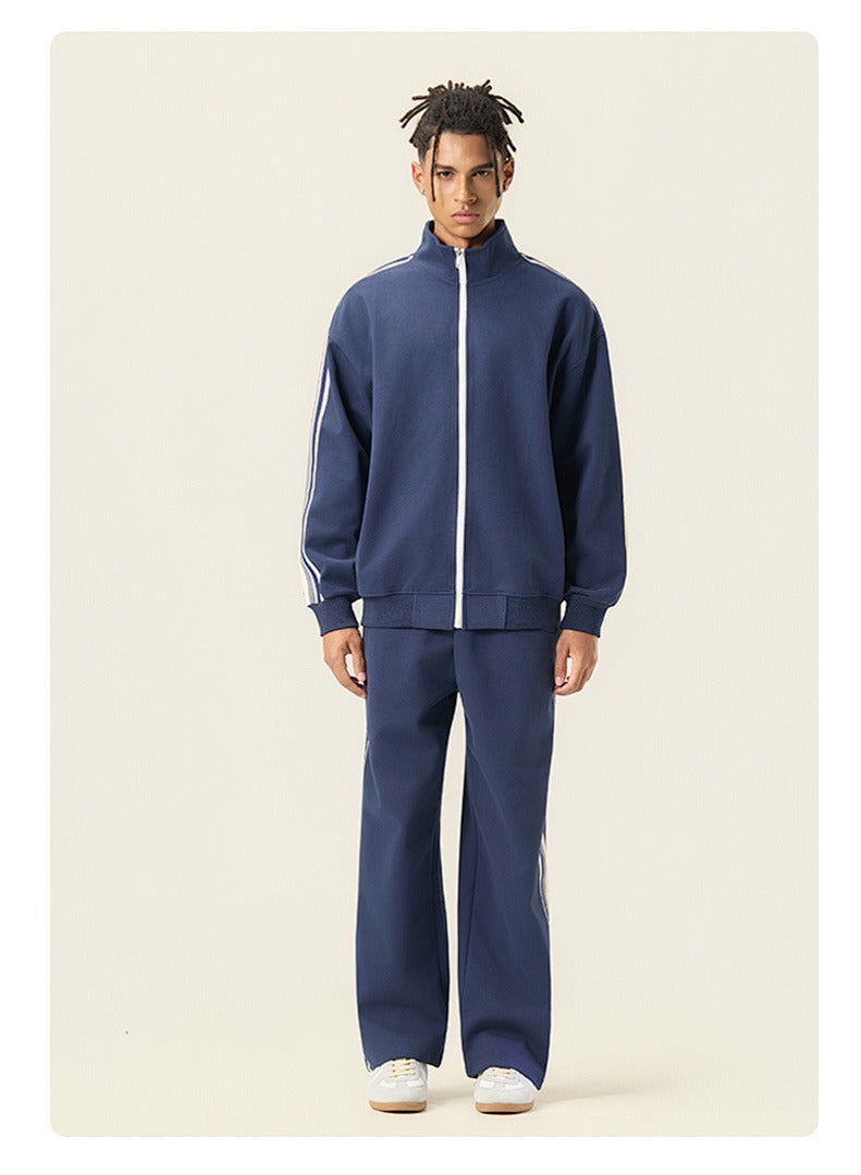 Contrast Piping Full-Zip Sweatshirt